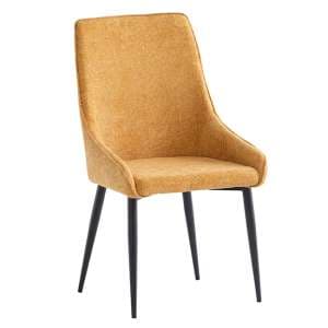 Cajsa Fabric Dining Chair In Mustard - UK