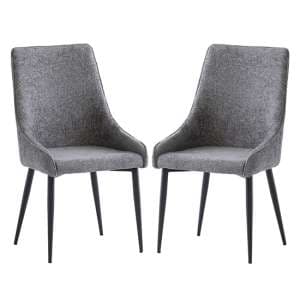 Cajsa Graphite Fabric Dining Chairs In Pair - UK