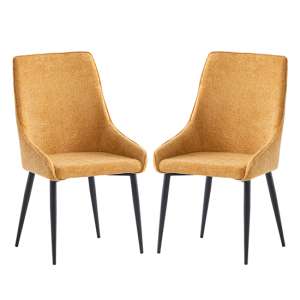 Cajsa Mustard Fabric Dining Chairs In Pair - UK