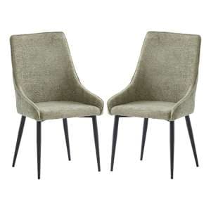 Cajsa Olive Fabric Dining Chairs In Pair - UK