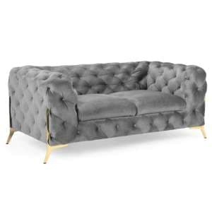 Cala Plush Velvet 2 Seater Sofa In Grey - UK