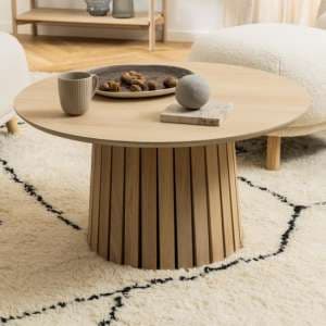 Calais Wooden Coffee Table Round In Pigmented White Oak - UK