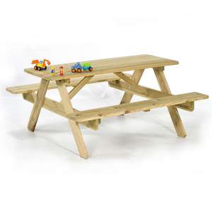 Calais Kids Scandinavian Pine Picnic Table With Benches