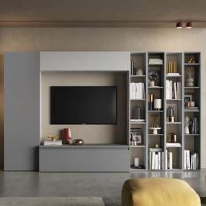 Calais Wooden Entertainment Unit In Slate And Chalk - UK