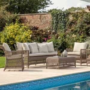 Calare Garden Lounge Set With Coffee Table In Natural - UK