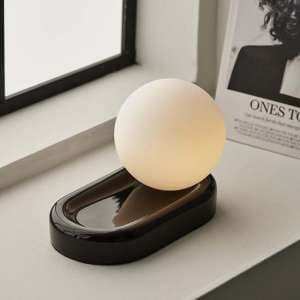 Calella Table Lamp With Black High Gloss Ceramic Base - UK