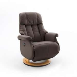 Calgary Comfort Leather Relaxer Chair In Brown And Natural