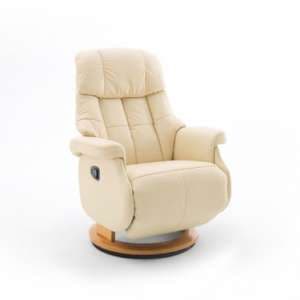 Calgary Comfort Leather Relaxer Chair In Cream And Natural