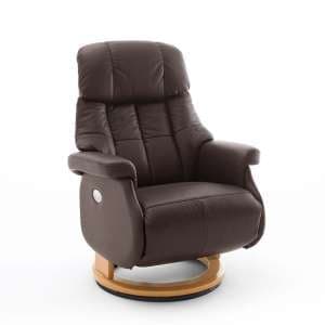 Calgary Leather Electric Relaxer Chair In Brown And Natural