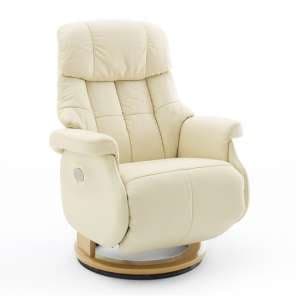 Calgary Leather Electric Relaxer Chair In Cream And Natural