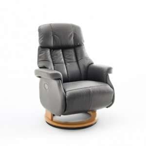 Calgary Leather Electric Relaxer Chair In Grey And Natural