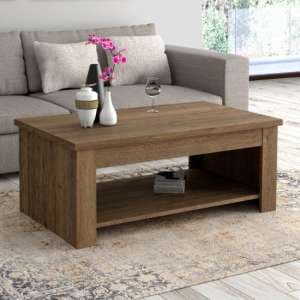 Calgary Wooden Coffee Table With 1 Shelf In Tabak Oak - UK