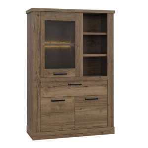 Calgary Wooden Display Cabinet With 3 Doors In Tabak Oak - UK