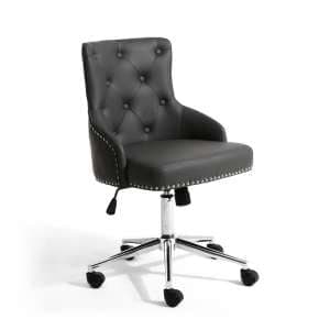 Rivne Office Chair In Graphite Grey With Chrome Base