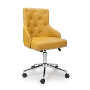 Rivne Office Chair In Yellow Leather Match With Chrome Base