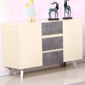 Candie Concrete Sideboard In Cream High Gloss
