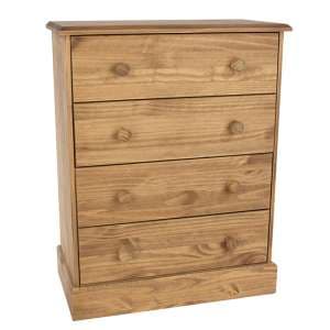 Calixto Wooden Chest Of 4 Drawers In Waxed Pine - UK
