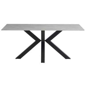 Callie 180cm Marble Dining Table In Rebecca Grey With Black Leg