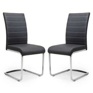Conary Black Leather Cantilever Dining Chair In A Pair - UK