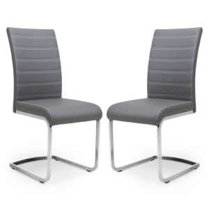 Conary Grey Leather Cantilever Dining Chair In A Pair - UK