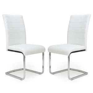 Conary White Leather Cantilever Dining Chair In A Pair - UK