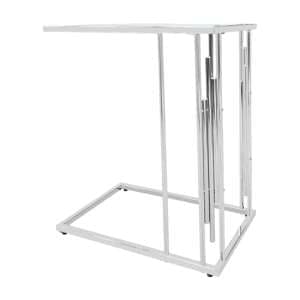 Calvi Clear Glass End Table In Chrome Stainless Steel Frame - UK