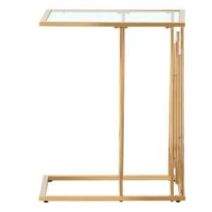 Calvi Clear Glass End Table In Gold Stainless Steel Frame - UK