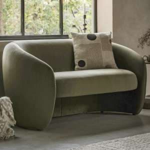 Calvi Fabric 2 Seater Sofa In Moss Green - UK