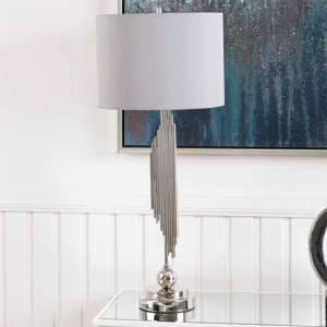 Calvi Grey Fabric Shade Table Lamp With Chrome Base - UK