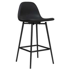 Calving Faux Leather Bar Chair With Black Metal Legs In Black