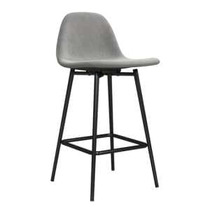 Calving Velvet Bar Chair With Black Metal Legs In Grey