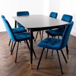 Carrboro Wooden Extending Dining Table With 6 Chairs In Walnut - UK