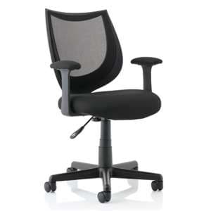 Camden Fabric Mesh Office Chair In Black With Fixed Arms