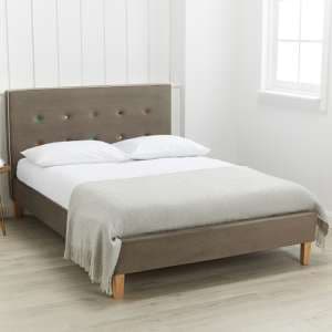 Camdyn Upholstered Fabric Double Bed In Grey - UK