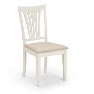 Salgado Dining Chair In Taupe Linen Effect Seat With Ivory Finish - UK