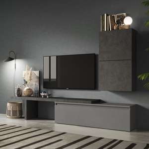 Camira Wooden Entertainment Unit In Slate And Piombo - UK