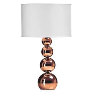 Camox White Fabric Shade Table Lamp With Copper Metal Base