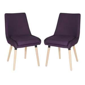 Canasta Fabric Reception Chair In Plum With Wood Legs In Pair - UK