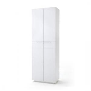 Canberra Hallway Wardrobe In White High Gloss And Glass Front