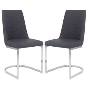 Canby Grey Faux Leather Dining Chairs In Pair
