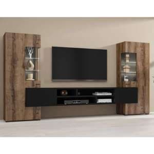 Canby Entertainment Unit In Monastery Oak And Black With LED