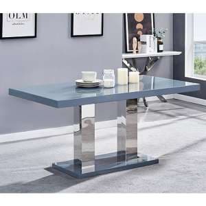 Candice Glass Top High Gloss Dining Table In Grey