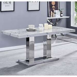Candice High Gloss Dining Table In Diva Marble Effect