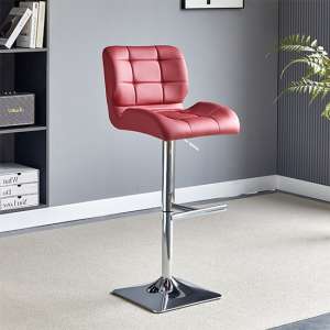Candid Faux Leather Bar Stool In Bordeaux With Chrome Base