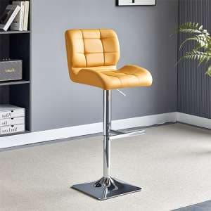 Candid Faux Leather Bar Stool In Curry With Chrome Base