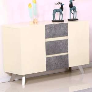 Candie High Gloss Sideboard In Concrete And Cream High Gloss - UK