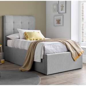 Candy Fabric Upholstered Ottoman Storage Single Bed In Grey - UK