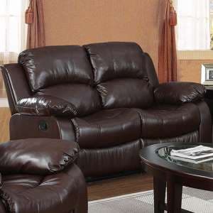 Canika Leather Full Bonded Recliner 2 Seater Sofa In Brown