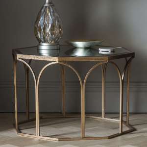 Canterbury Octagonal Clear Glass Coffee Table In Gold