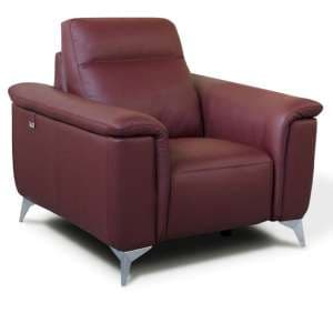 Canton Leather Fixed Armchair In Bordeaux - UK